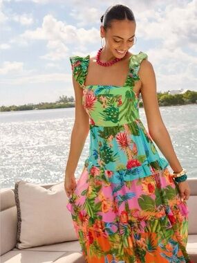 Multi Floral Tiered Maxi Dress